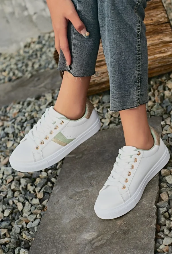 Flash Sale * Ashley Sneakers 8926 White/Light Green
