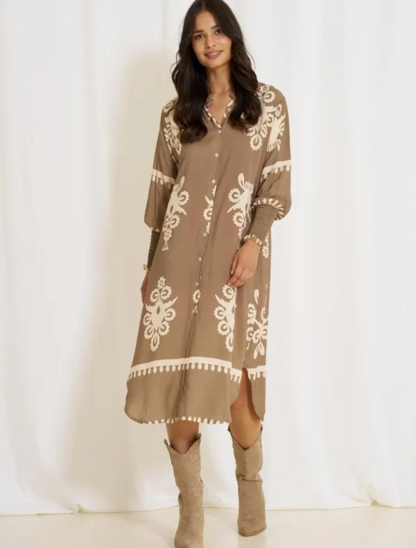 Shop Marta du Chateau 4991B Dress Mdcmerle Fango 761