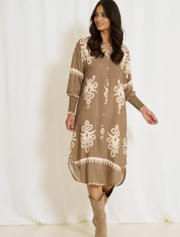 Shop Marta du Chateau 4991B Dress Mdcmerle Fango 761
