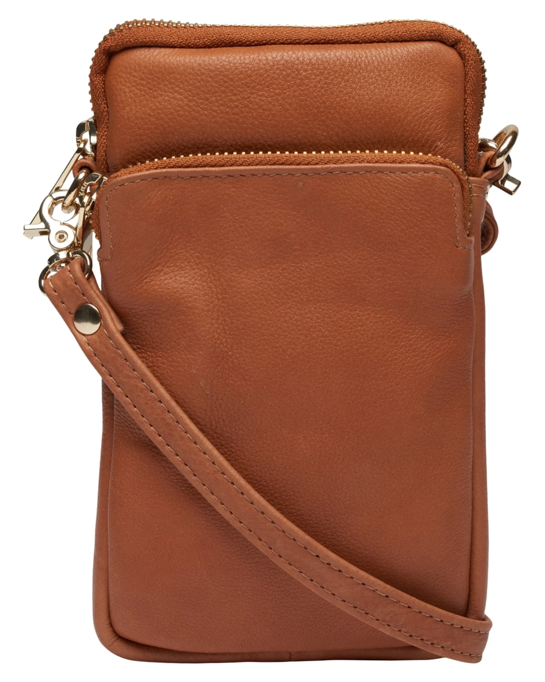 betty_phone_hanger_cognac_0.webp Best Sale Tim & Simonsen Betty Phone Hanger Cognac / Gold
