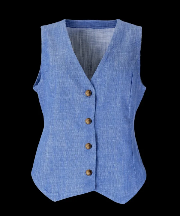Cheap Black Colour Box Light Denim Vest Lt. Blue