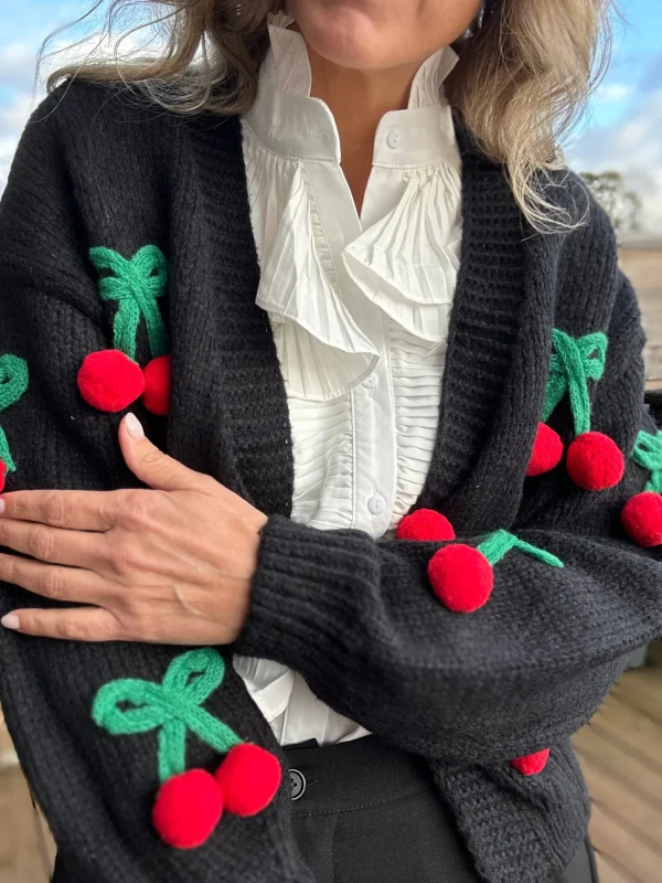 Clearance Gown Cherry Cardigan Black