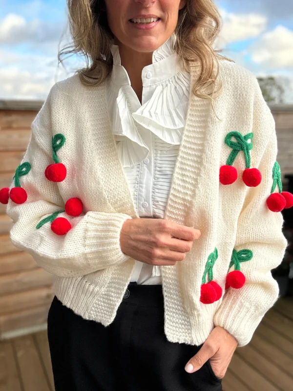 Cheap Gown Cherry Cardigan White