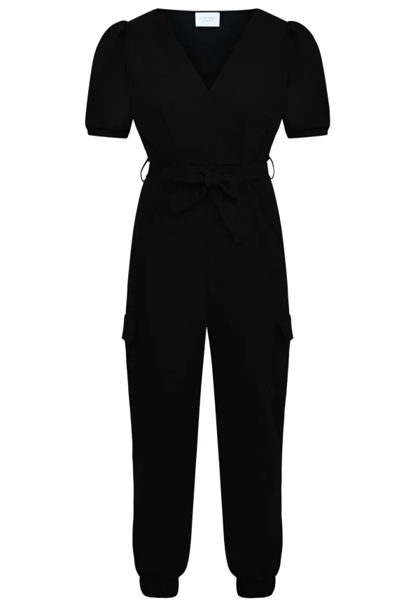 Hot Sisters Point Girl Cargo Jumpsuit Black