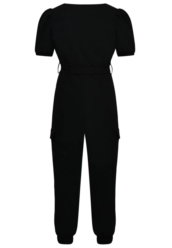 Hot Sisters Point Girl Cargo Jumpsuit Black