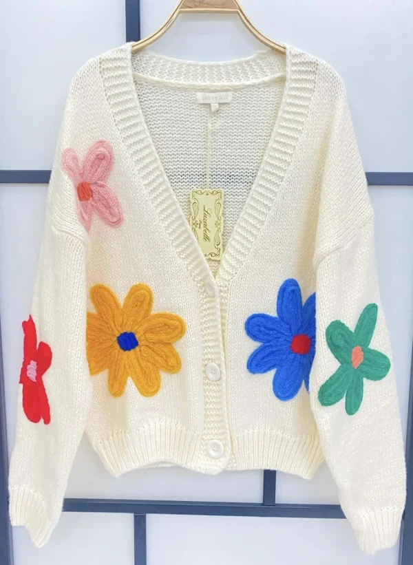 Discount Gown Isa Cardigan Med Handlavet Blomster White