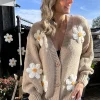 Online Gown Isa Margurit Cardigan 2398 Med Handlavet Blomster Sand