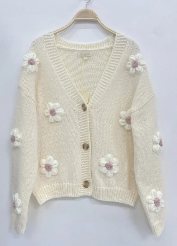 Online Gown Isa Margurit Cardigan Med Handlavet Blomster White
