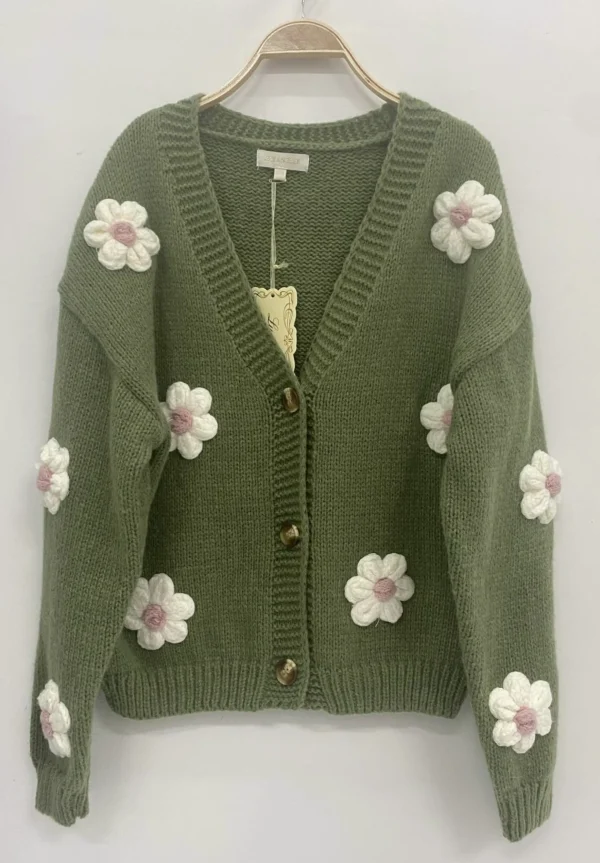 Sale Gown Isa Margurit Cardigan Med Handlavet Blomster Army