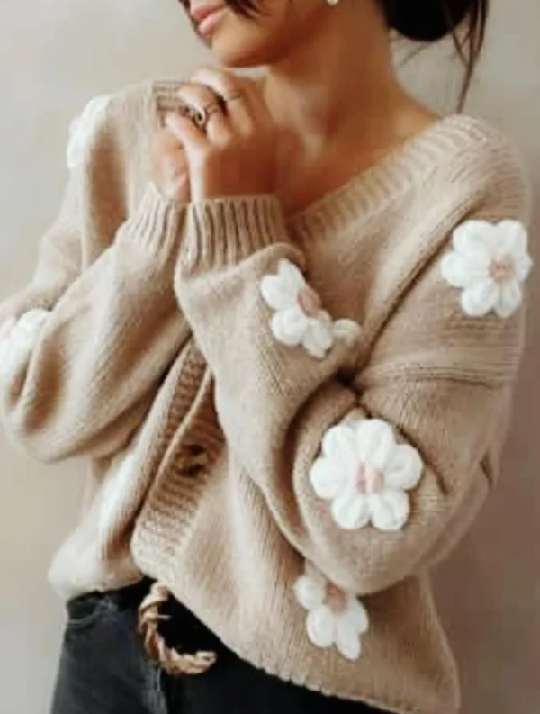 Online Gown Isa Margurit Cardigan Med Handlavet Blomster Camel