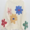 Outlet Gown Isa Strik Med Handlavet Blomster White