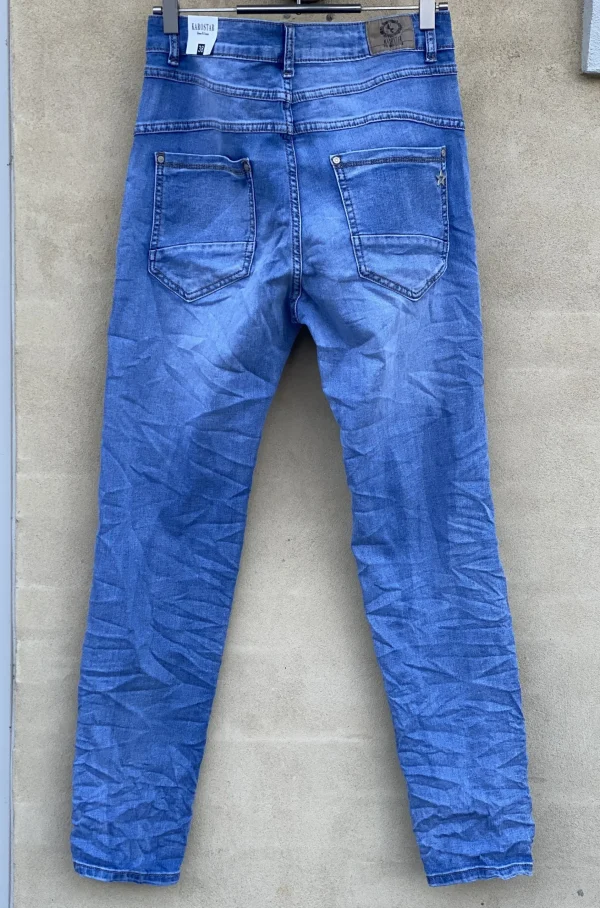 Best Sale Karostar K8822 Zip Jeans Blue Denim