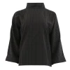 Cheap Continue Karen Pinstripe Blouse Black