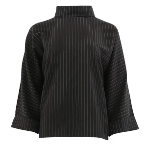 Cheap Continue Karen Pinstripe Blouse Black