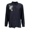 Best Black Colour Liane Blouse W/ Lace Patch Black