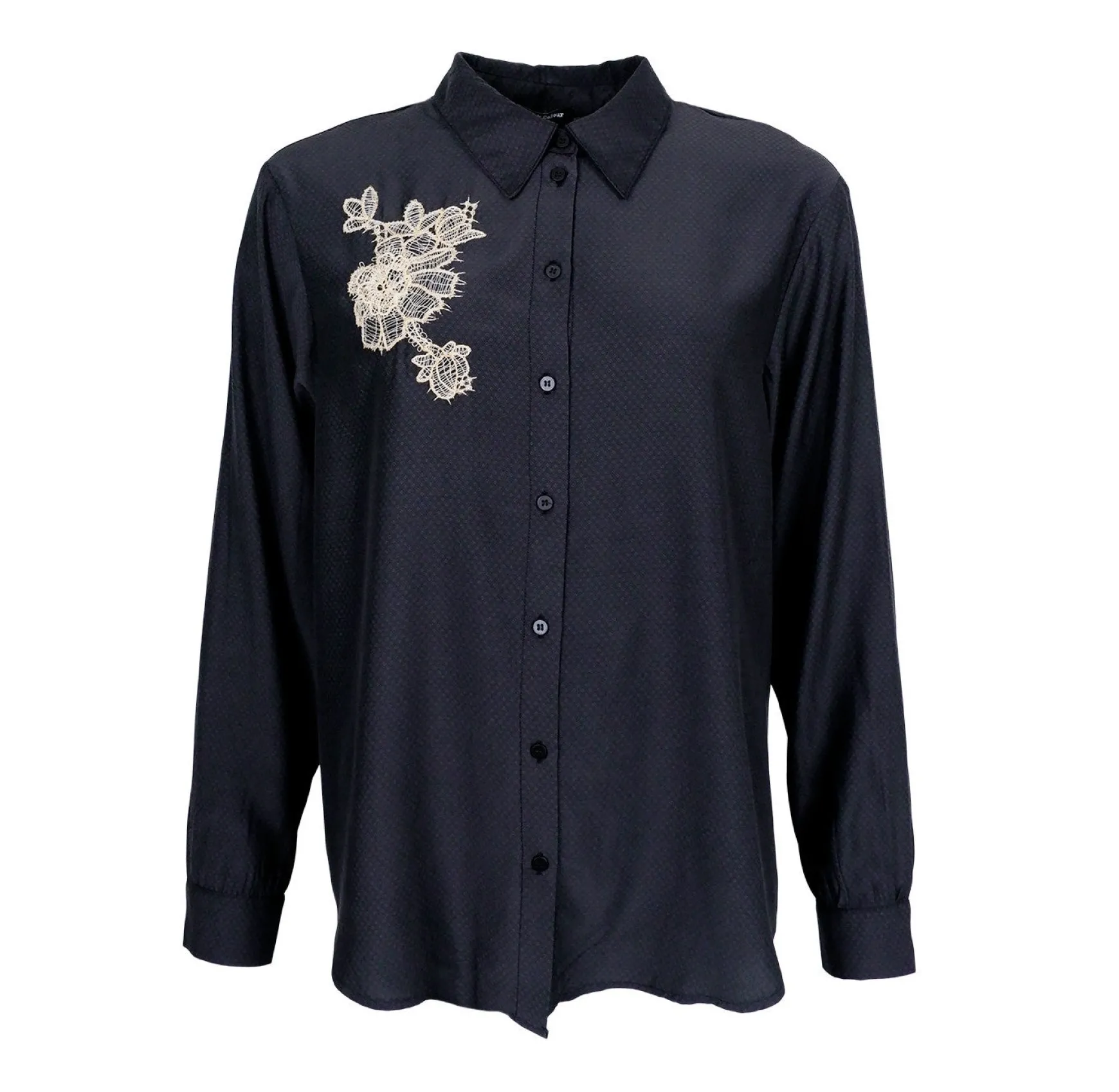 liane_blouse_w_lace_patch_0.webp Best Black Colour Liane Blouse W/ Lace Patch Black