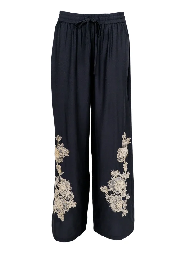 Flash Sale Black Colour Liane Pant W/ Lace Patch Black