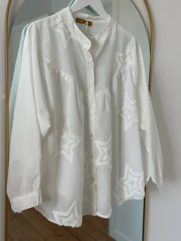 Fashion Boho Love Skjorte Med Stjerner White